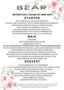 Mothers day menu